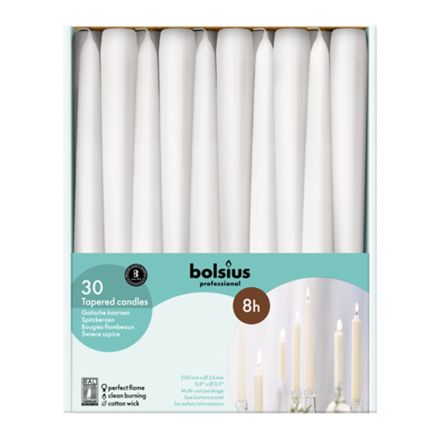 Set 30 white conical candles